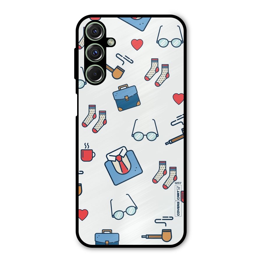 Shirt Spectacles Pattern Metal Back Case for Galaxy F34