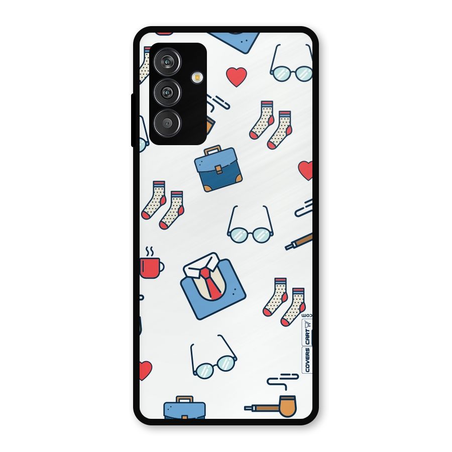 Shirt Spectacles Pattern Metal Back Case for Galaxy M13