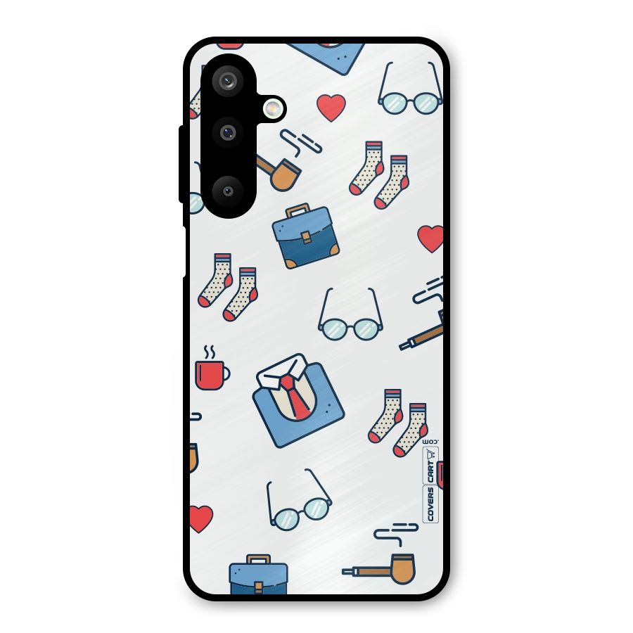Shirt Spectacles Pattern Metal Back Case for Galaxy M16