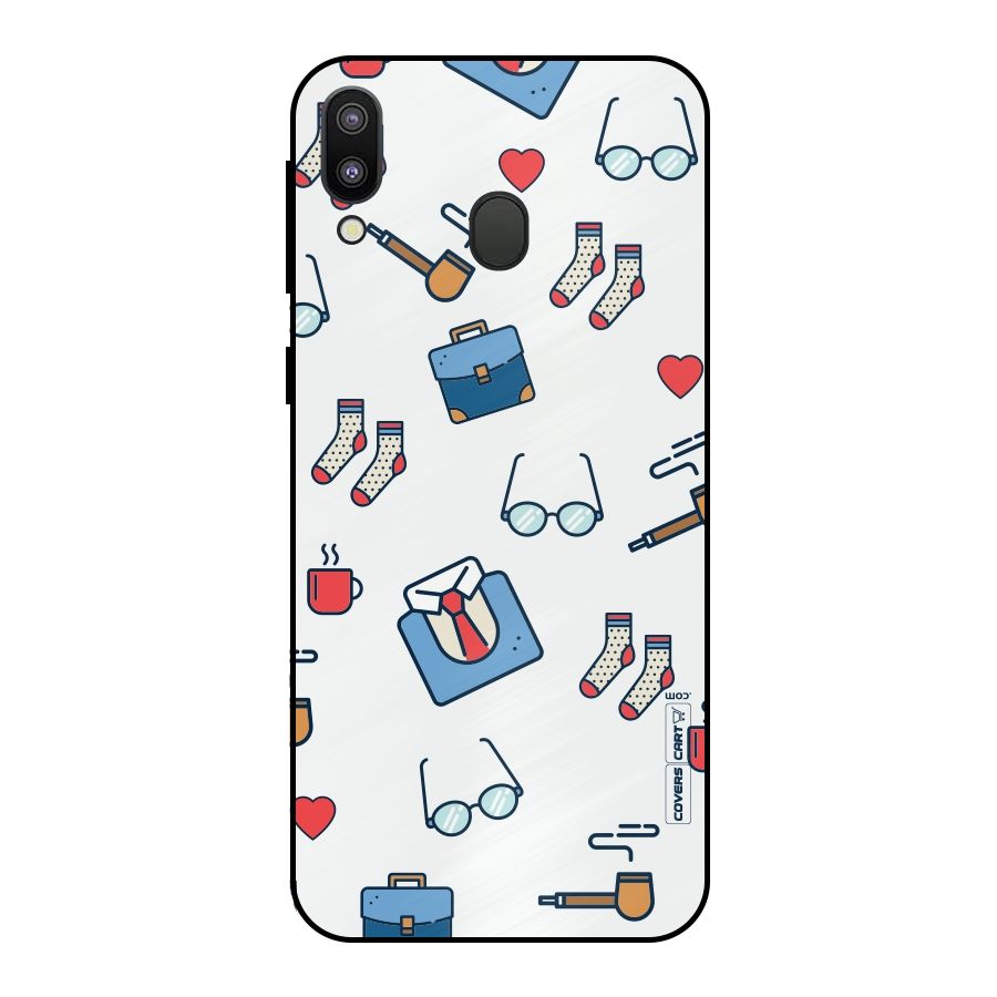 Shirt Spectacles Pattern Metal Back Case for Galaxy M20