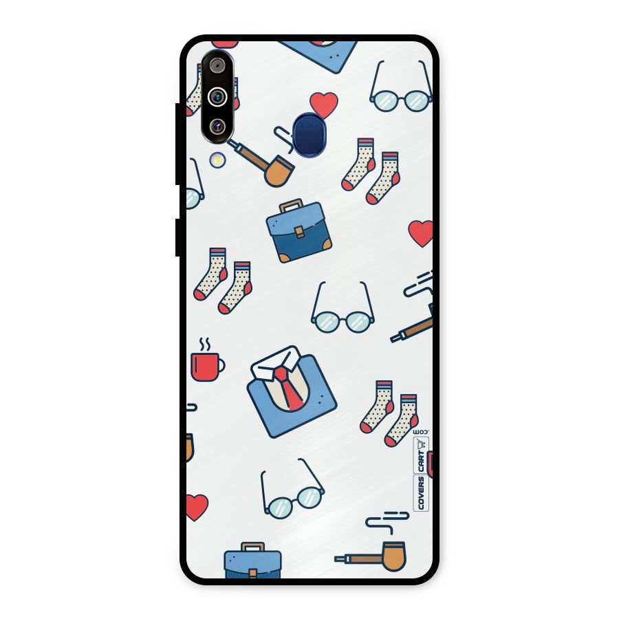 Shirt Spectacles Pattern Metal Back Case for Galaxy M30