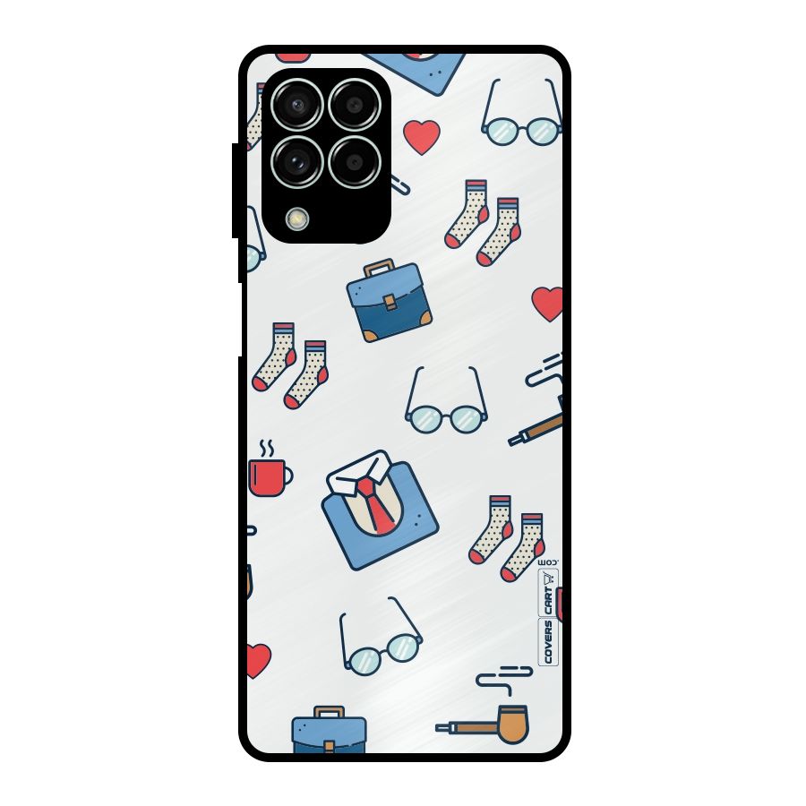 Shirt Spectacles Pattern Metal Back Case for Galaxy M33
