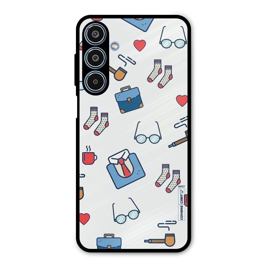 Shirt Spectacles Pattern Metal Back Case for Galaxy M35
