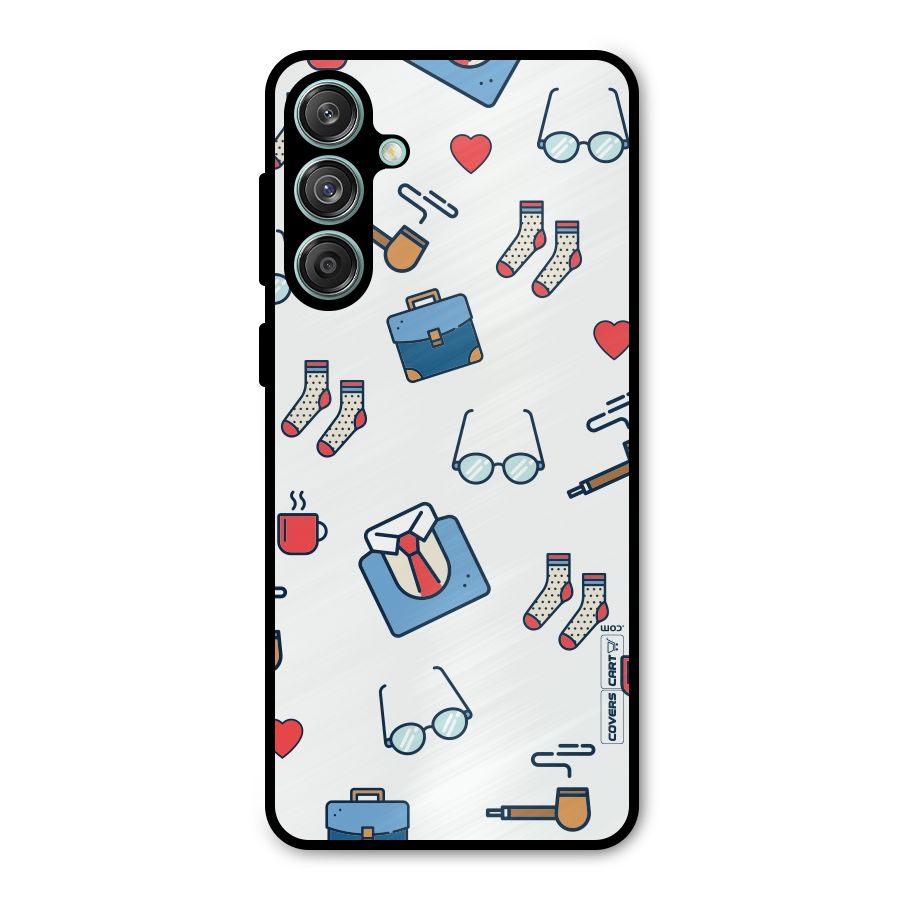 Shirt Spectacles Pattern Metal Back Case for Galaxy M55 5G
