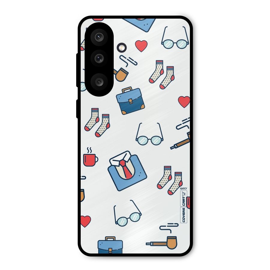 Shirt Spectacles Pattern Metal Back Case for Galaxy M56