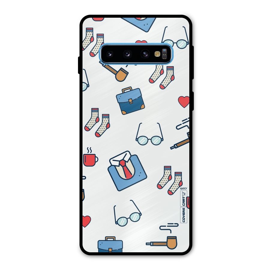 Shirt Spectacles Pattern Metal Back Case for Galaxy S10