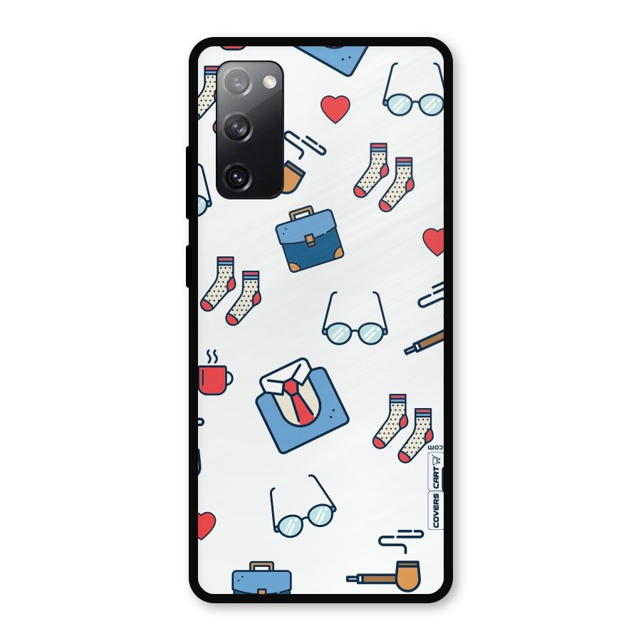 Shirt Spectacles Pattern Metal Back Case for Galaxy S20 FE