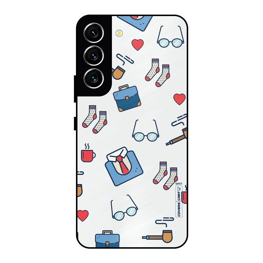 Shirt Spectacles Pattern Metal Back Case for Galaxy S22 5G