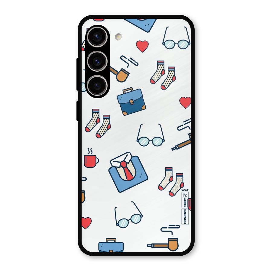 Shirt Spectacles Pattern Metal Back Case for Galaxy S23 Plus