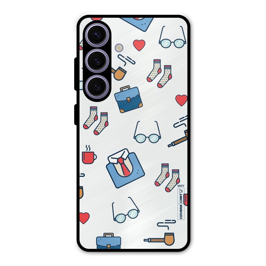 Shirt Spectacles Pattern Metal Back Case for Galaxy S24