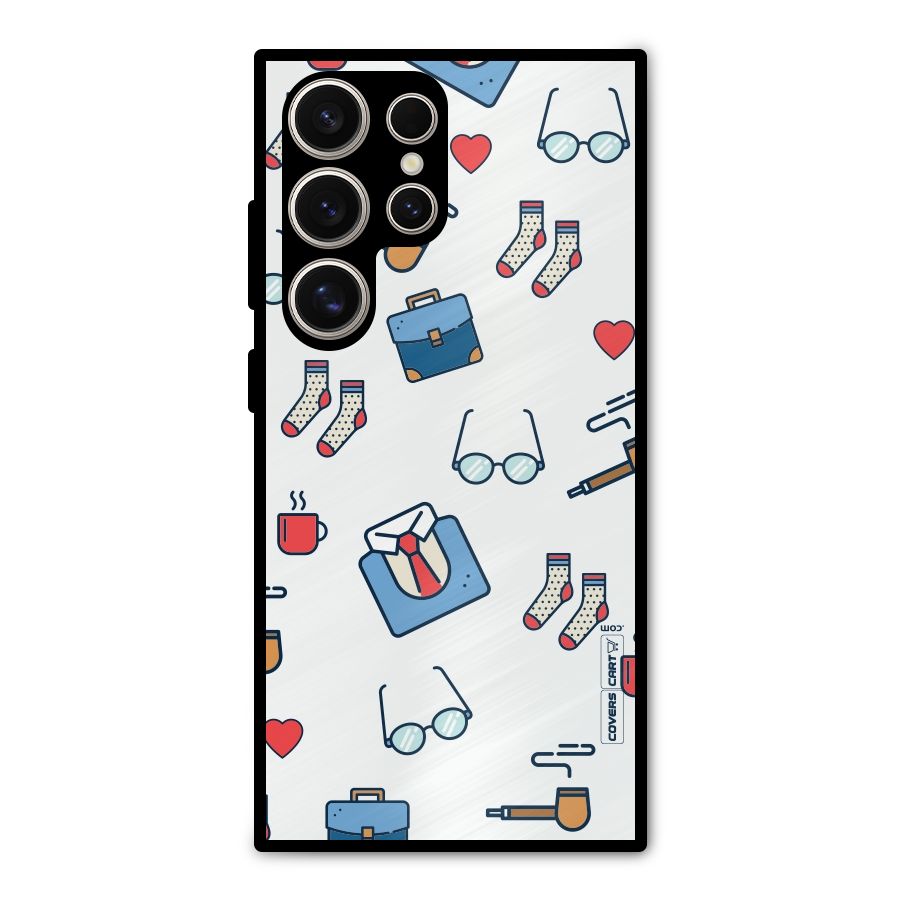 Shirt Spectacles Pattern Metal Back Case for Galaxy S24 Ultra