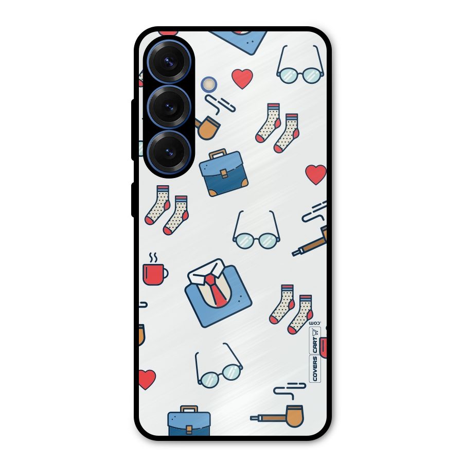 Shirt Spectacles Pattern Metal Back Case for Galaxy S25