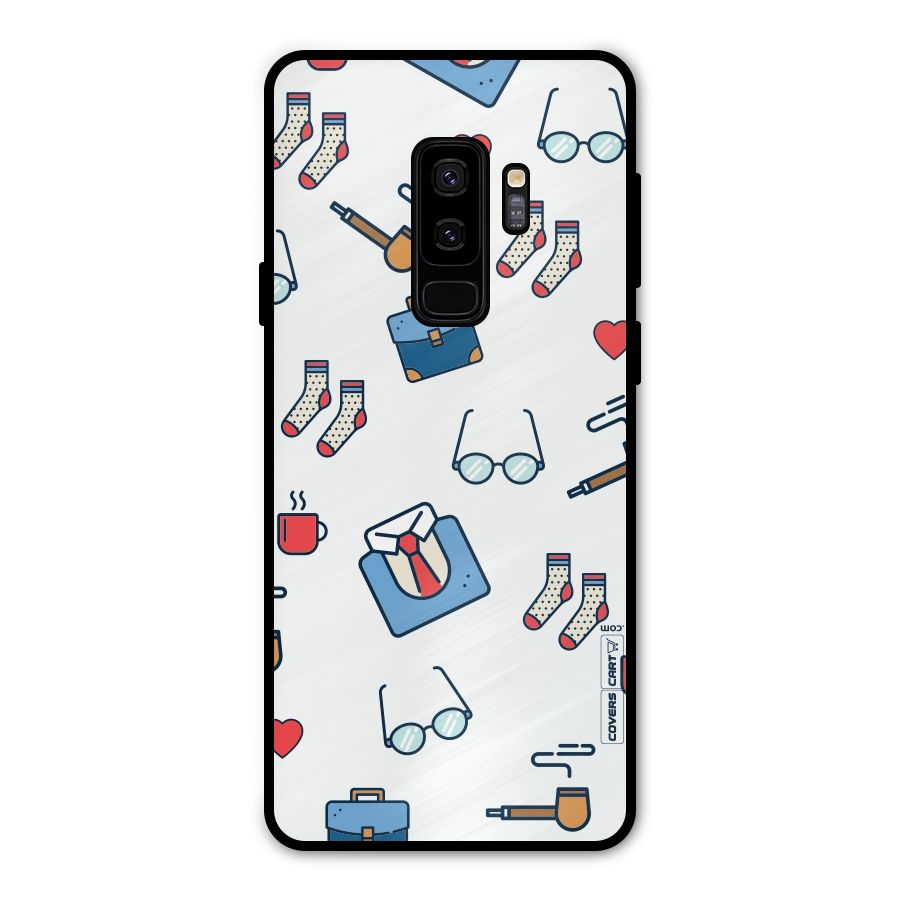 Shirt Spectacles Pattern Metal Back Case for Galaxy S9 Plus