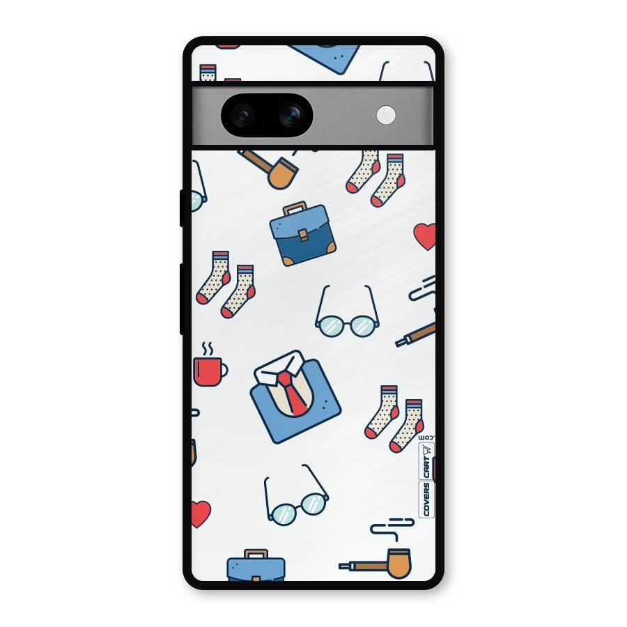 Shirt Spectacles Pattern Metal Back Case for Google Pixel 7a