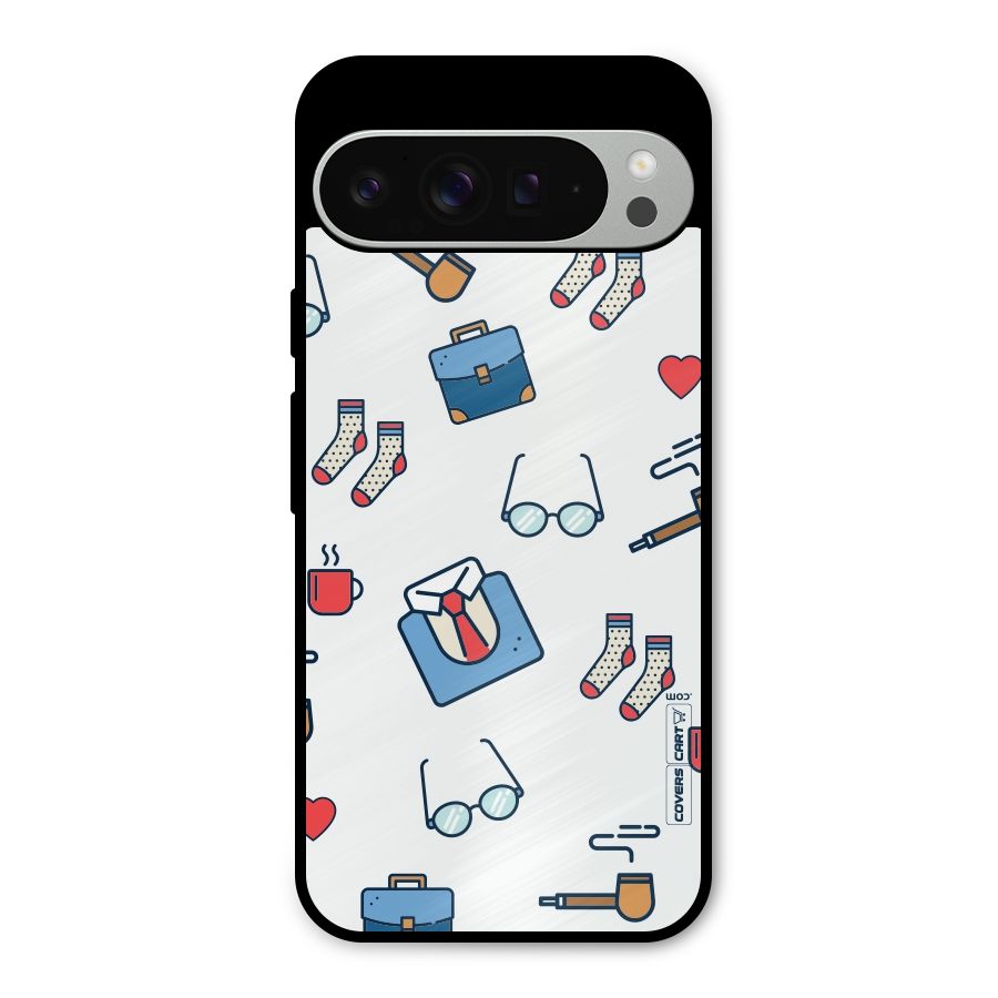 Shirt Spectacles Pattern Metal Back Case for Google Pixel 9 Pro XL