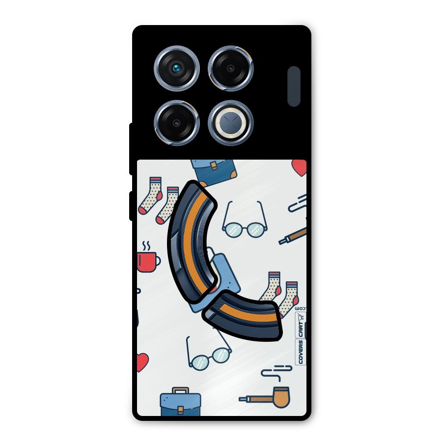 Shirt Spectacles Pattern Metal Back Case for Infinix GT 20 Pro