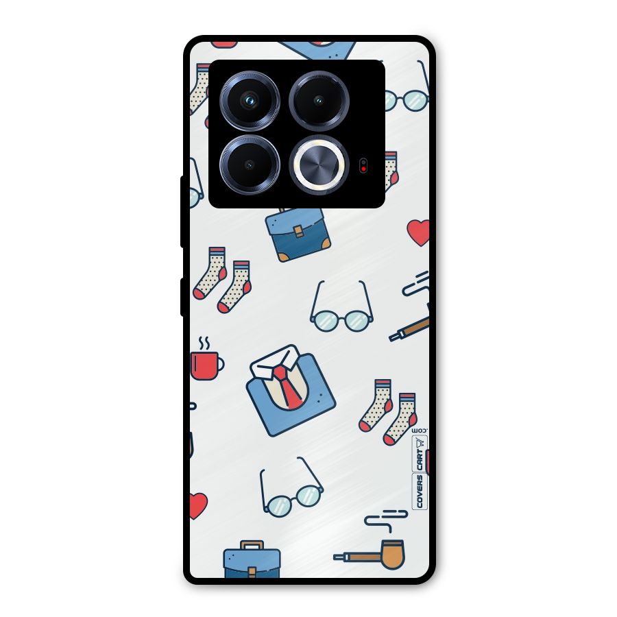 Shirt Spectacles Pattern Metal Back Case for Infinix Note 40 5G
