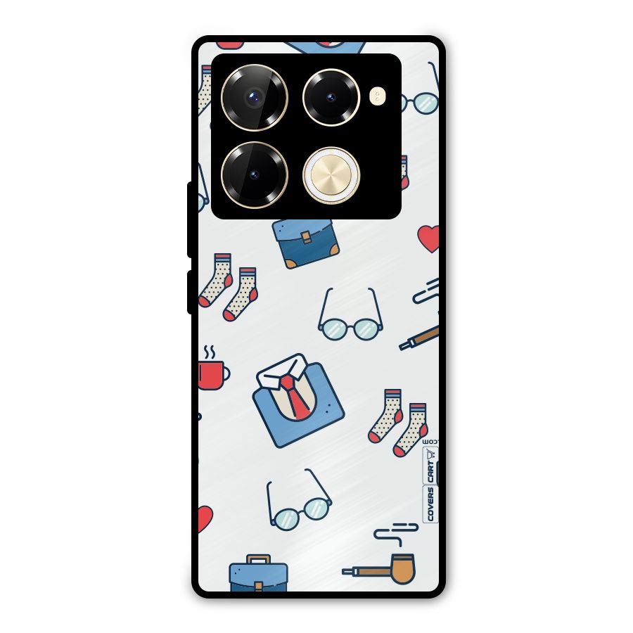 Shirt Spectacles Pattern Metal Back Case for Infinix Note 40 Pro