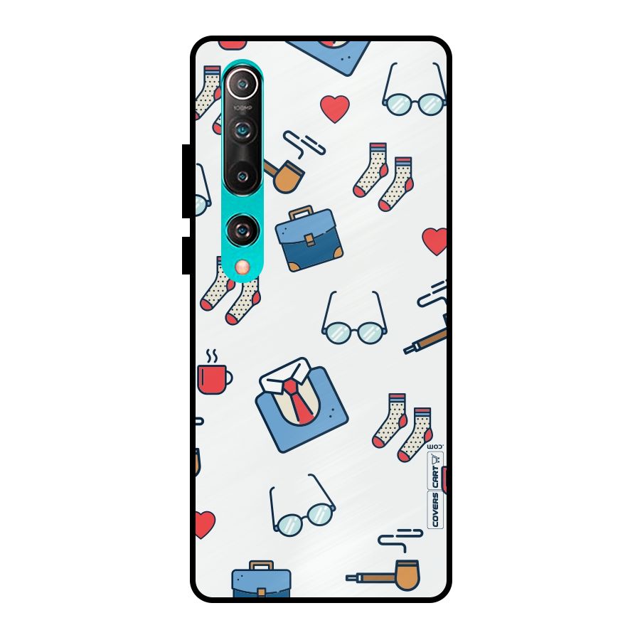 Shirt Spectacles Pattern Metal Back Case for Mi 10