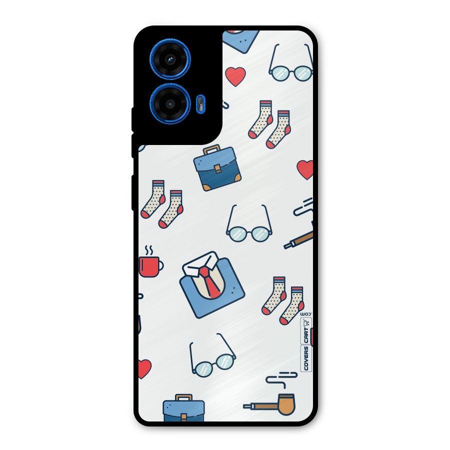 Shirt Spectacles Pattern Metal Back Case for Moto G45