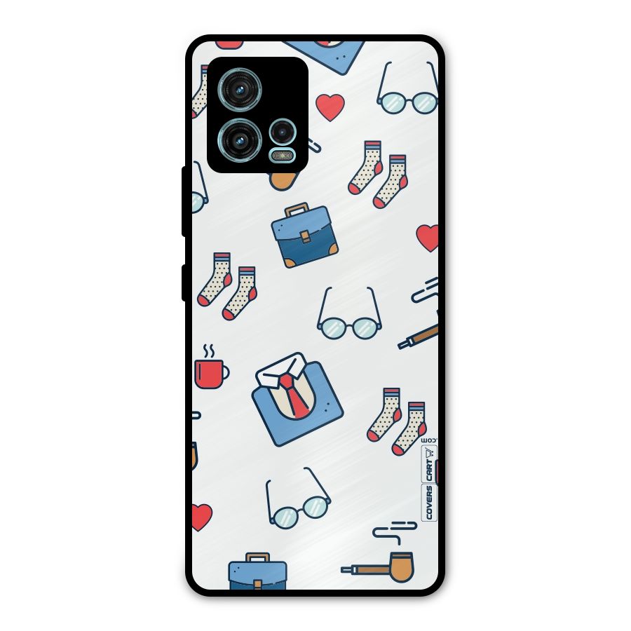 Shirt Spectacles Pattern Metal Back Case for Moto G72