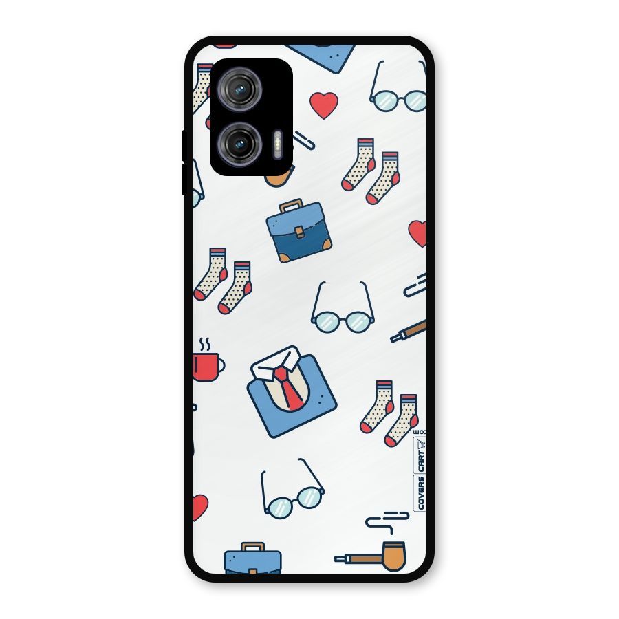 Shirt Spectacles Pattern Metal Back Case for Moto G73
