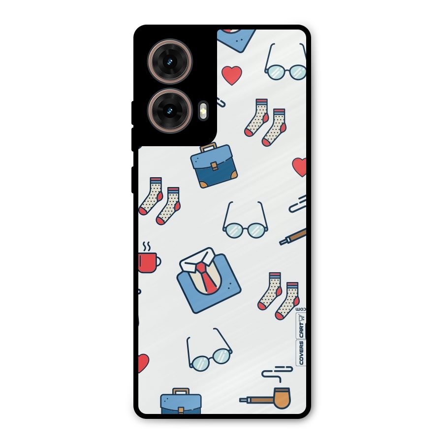 Shirt Spectacles Pattern Metal Back Case for Moto G85