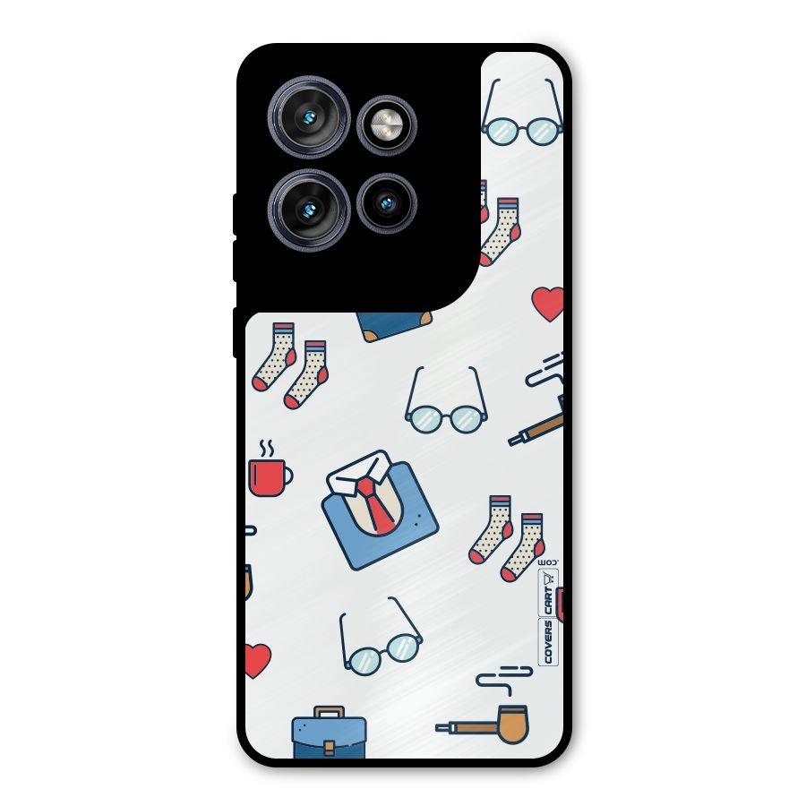 Shirt Spectacles Pattern Metal Back Case for Motorola Edge 50 Neo