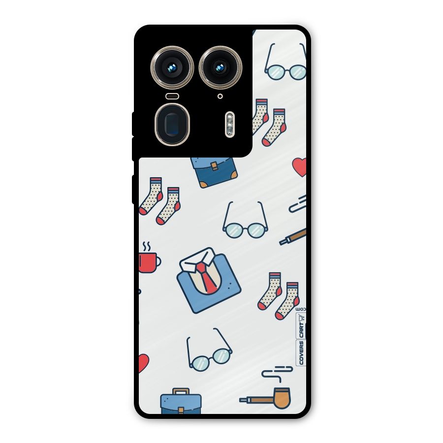 Shirt Spectacles Pattern Metal Back Case for Motorola Edge 50 Ultra