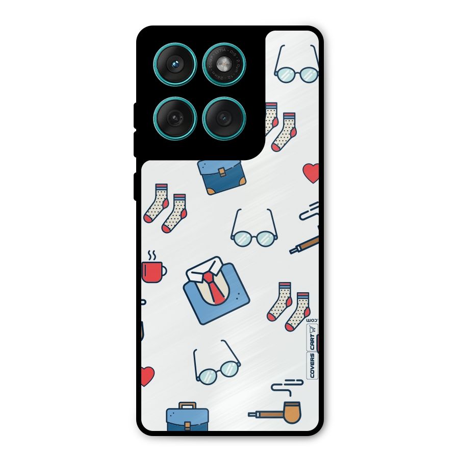 Shirt Spectacles Pattern Metal Back Case for Motorola Edge 60 Fusion