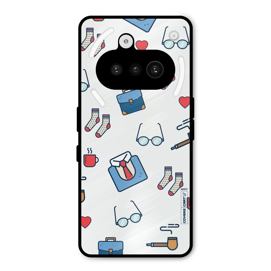 Shirt Spectacles Pattern Metal Back Case for Nothing Phone 3a