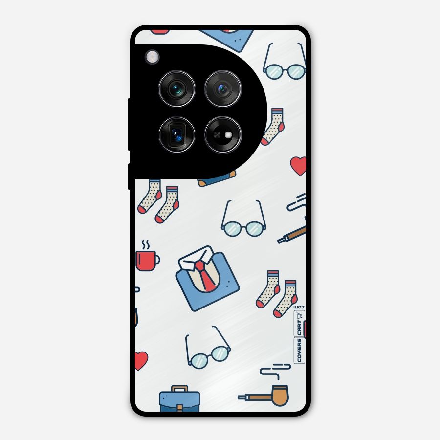Shirt Spectacles Pattern Metal Back Case for OnePlus 12
