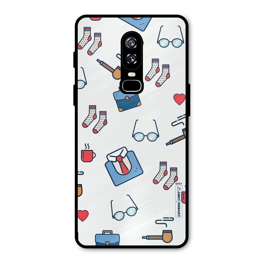 Shirt Spectacles Pattern Metal Back Case for OnePlus 6