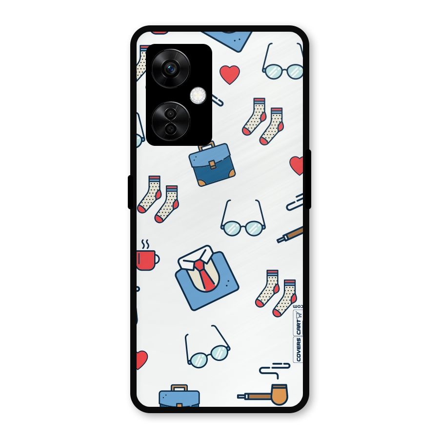 Shirt Spectacles Pattern Metal Back Case for OnePlus Nord CE 3 Lite