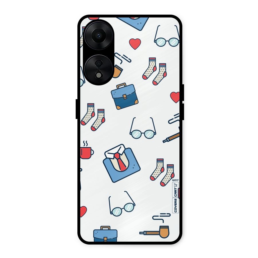 Shirt Spectacles Pattern Metal Back Case for Oppo A78 5G