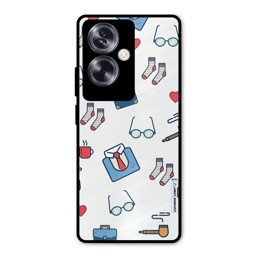 Shirt Spectacles Pattern Metal Back Case for Oppo A79 5G