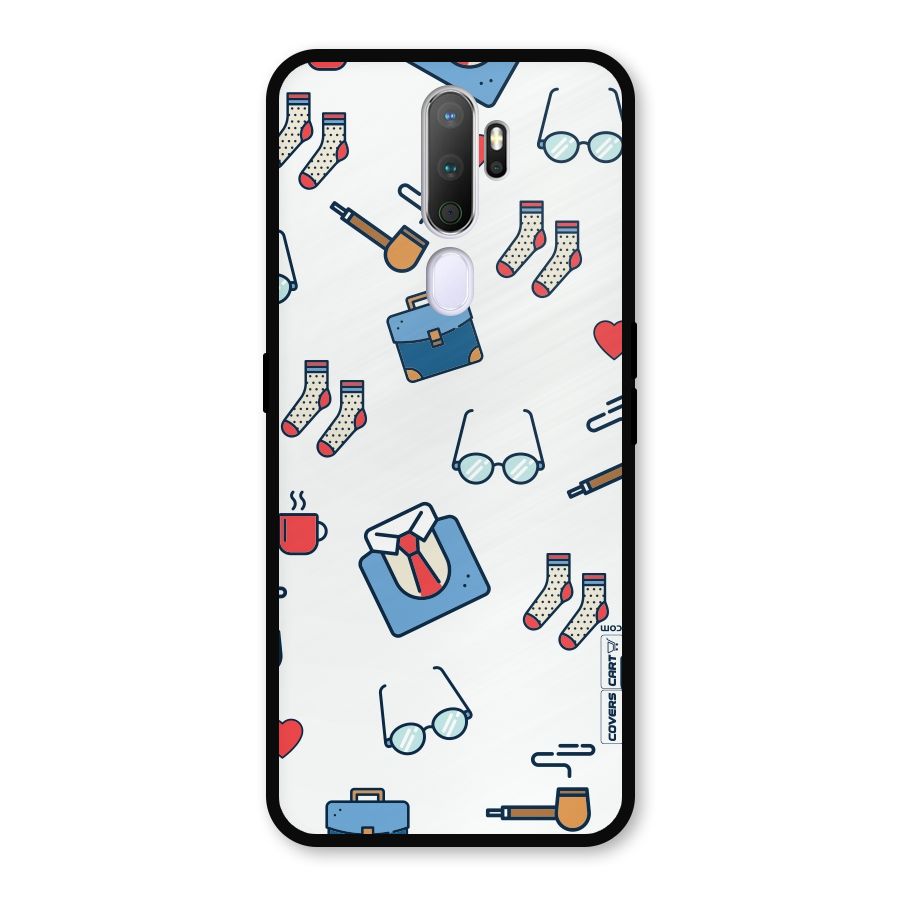 Shirt Spectacles Pattern Metal Back Case for Oppo A9 (2020)