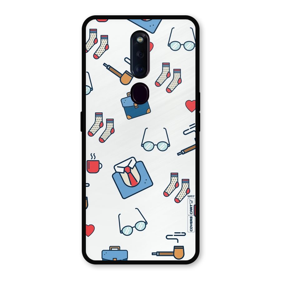 Shirt Spectacles Pattern Metal Back Case for Oppo F11 Pro