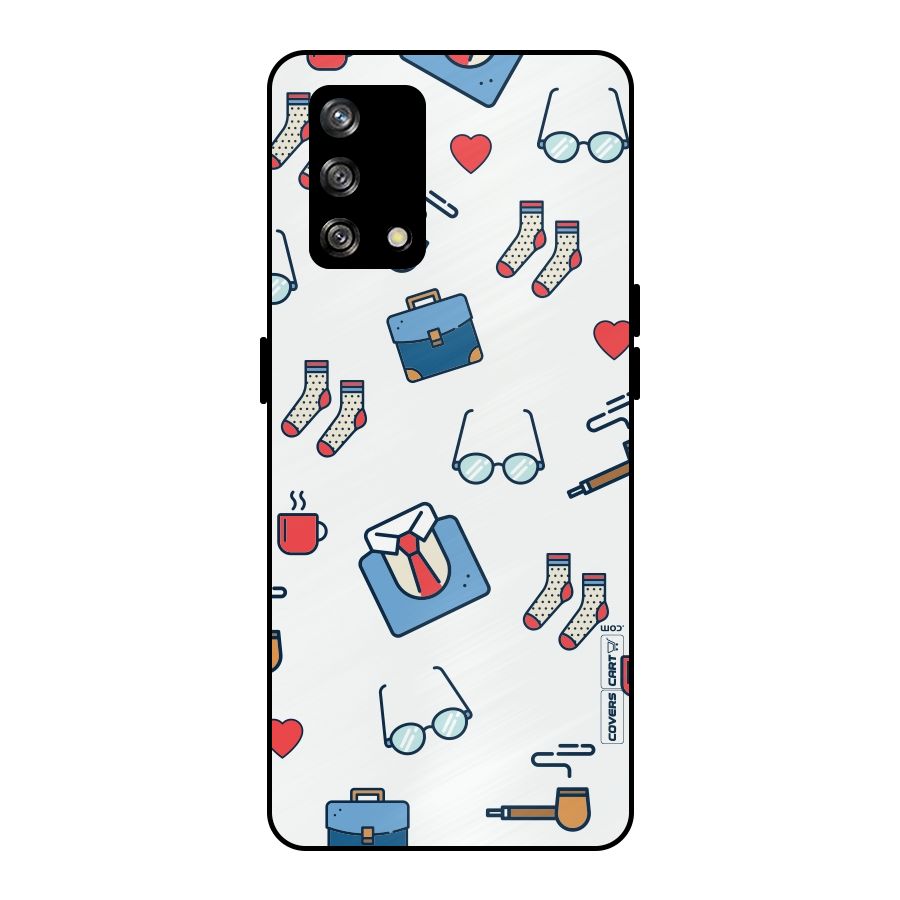 Shirt Spectacles Pattern Metal Back Case for Oppo F19