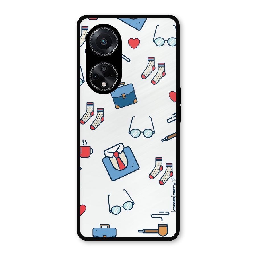 Shirt Spectacles Pattern Metal Back Case for Oppo F23