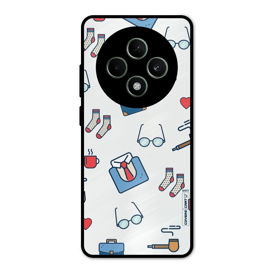 Shirt Spectacles Pattern Metal Back Case for Oppo F27