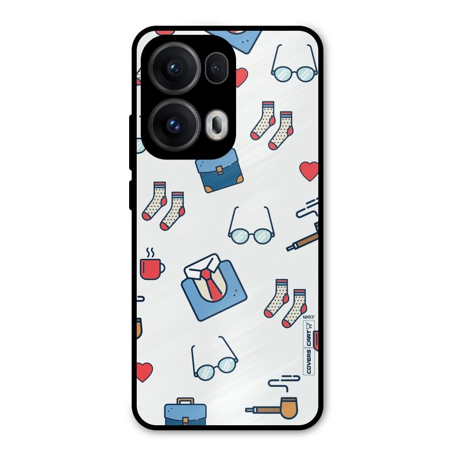 Shirt Spectacles Pattern Metal Back Case for Oppo Reno13 Pro