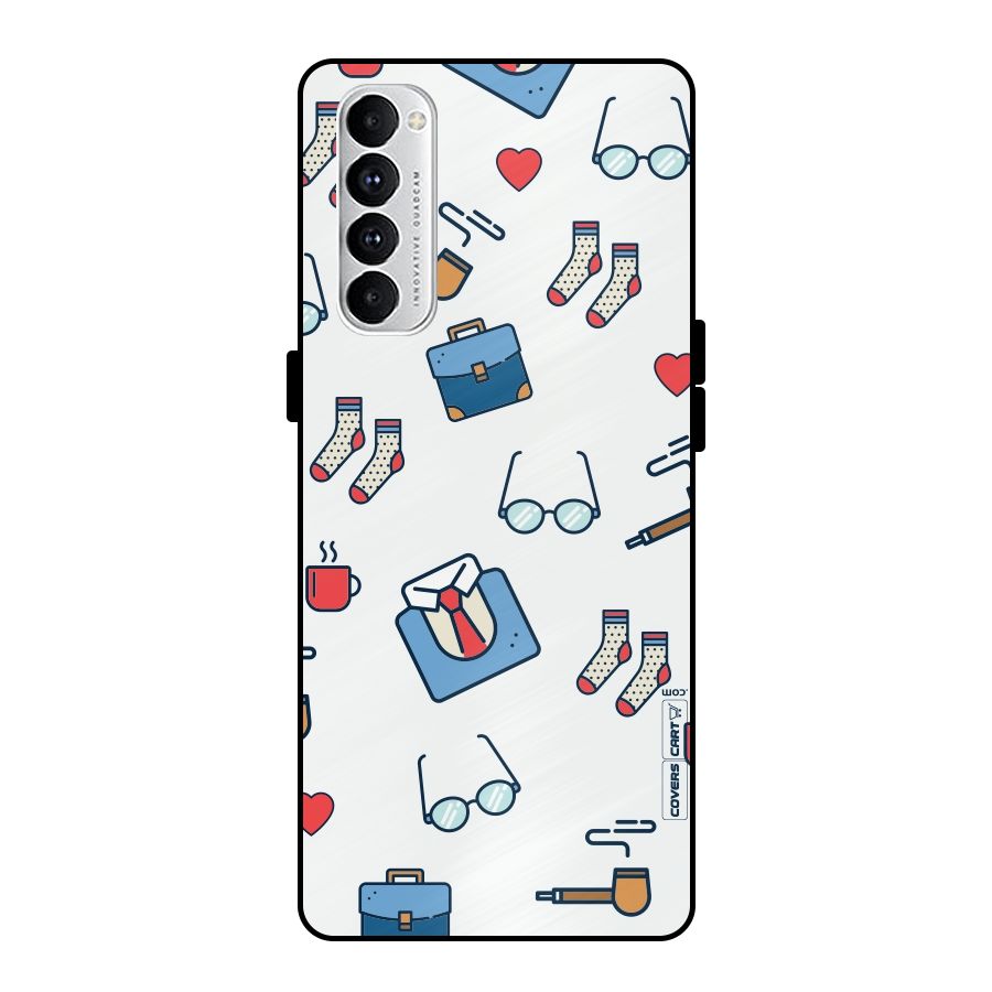 Shirt Spectacles Pattern Metal Back Case for Oppo Reno4 Pro