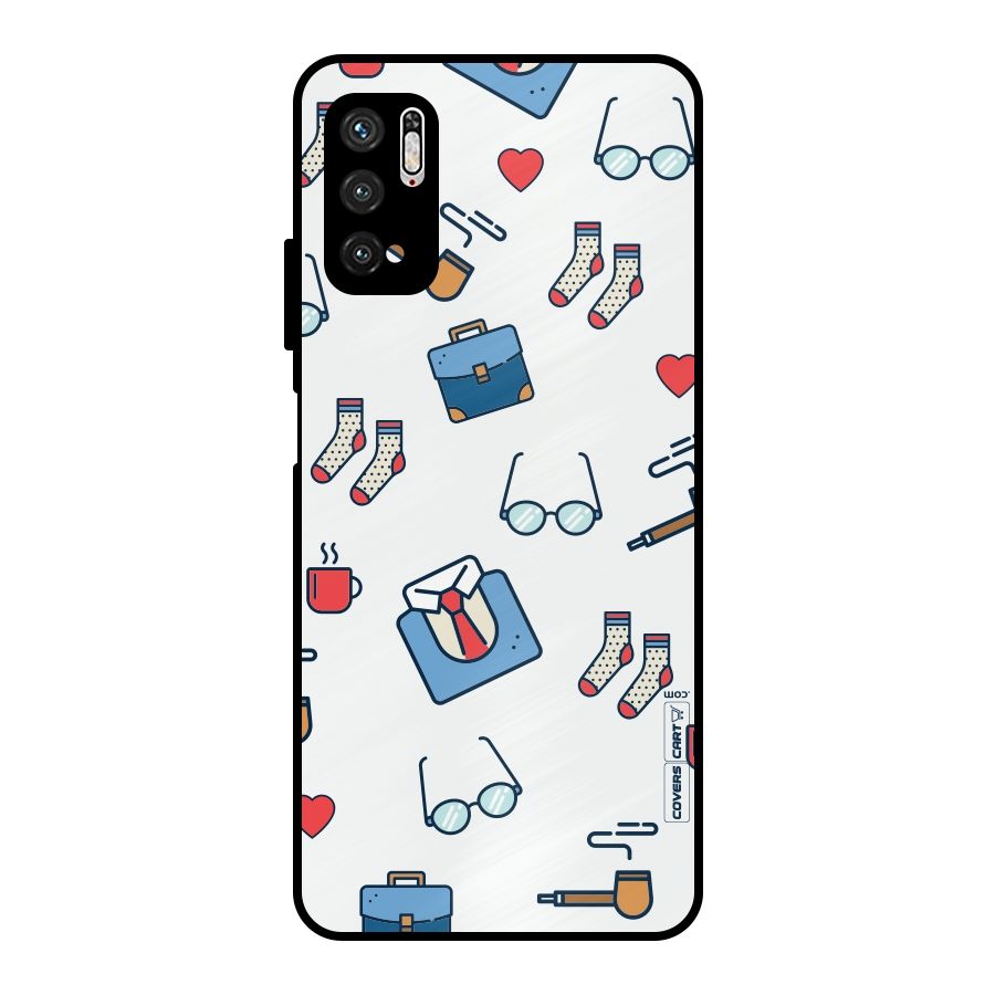Shirt Spectacles Pattern Metal Back Case for Poco M3 Pro 5G