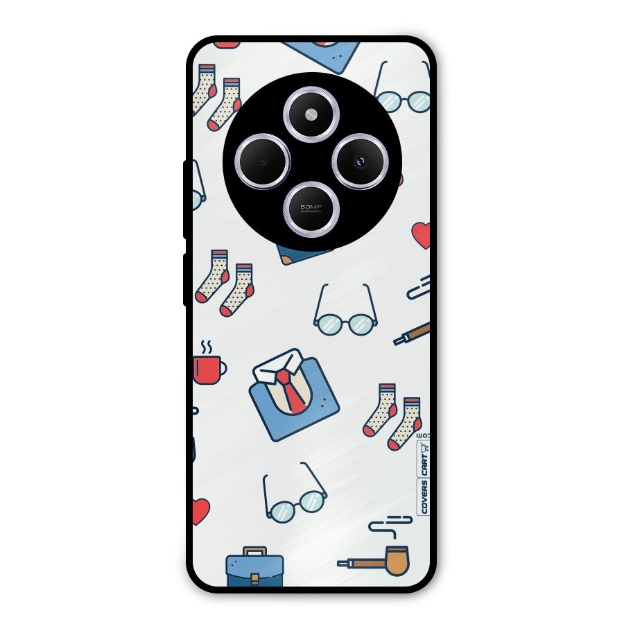 Shirt Spectacles Pattern Metal Back Case for Poco M7