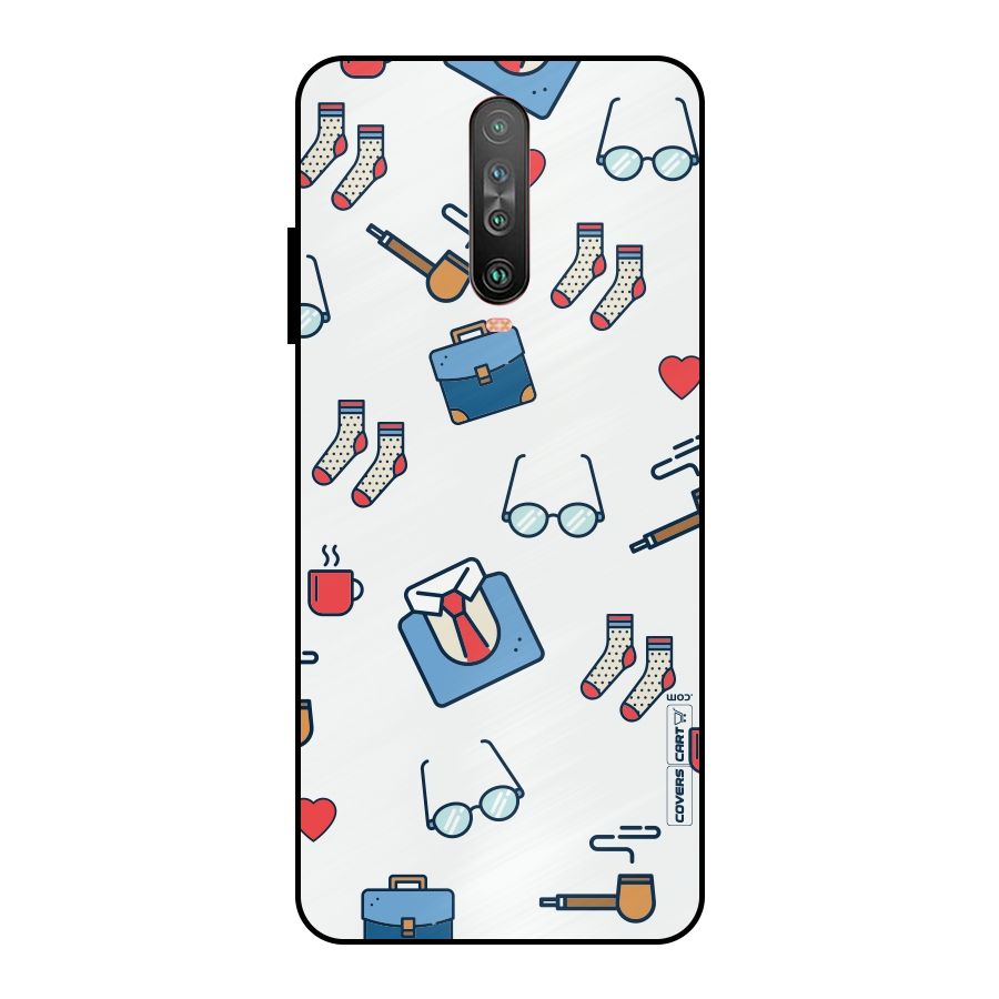 Shirt Spectacles Pattern Metal Back Case for Poco X2