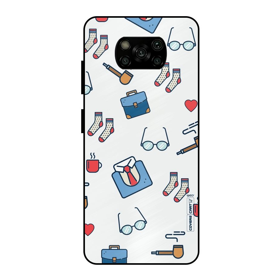 Shirt Spectacles Pattern Metal Back Case for Poco X3