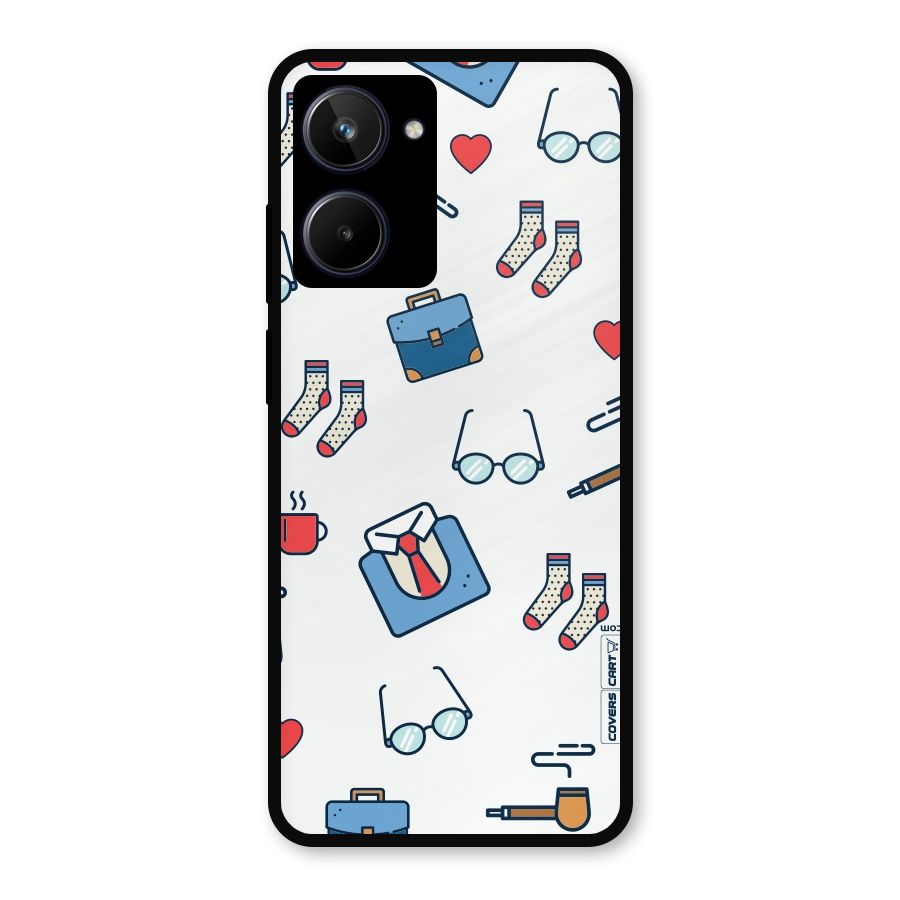 Shirt Spectacles Pattern Metal Back Case for Realme 10