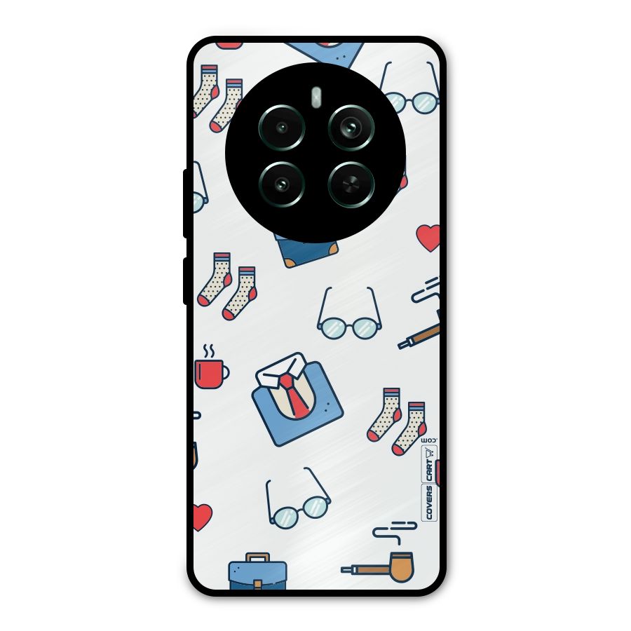 Shirt Spectacles Pattern Metal Back Case for Realme 12 Pro Plus