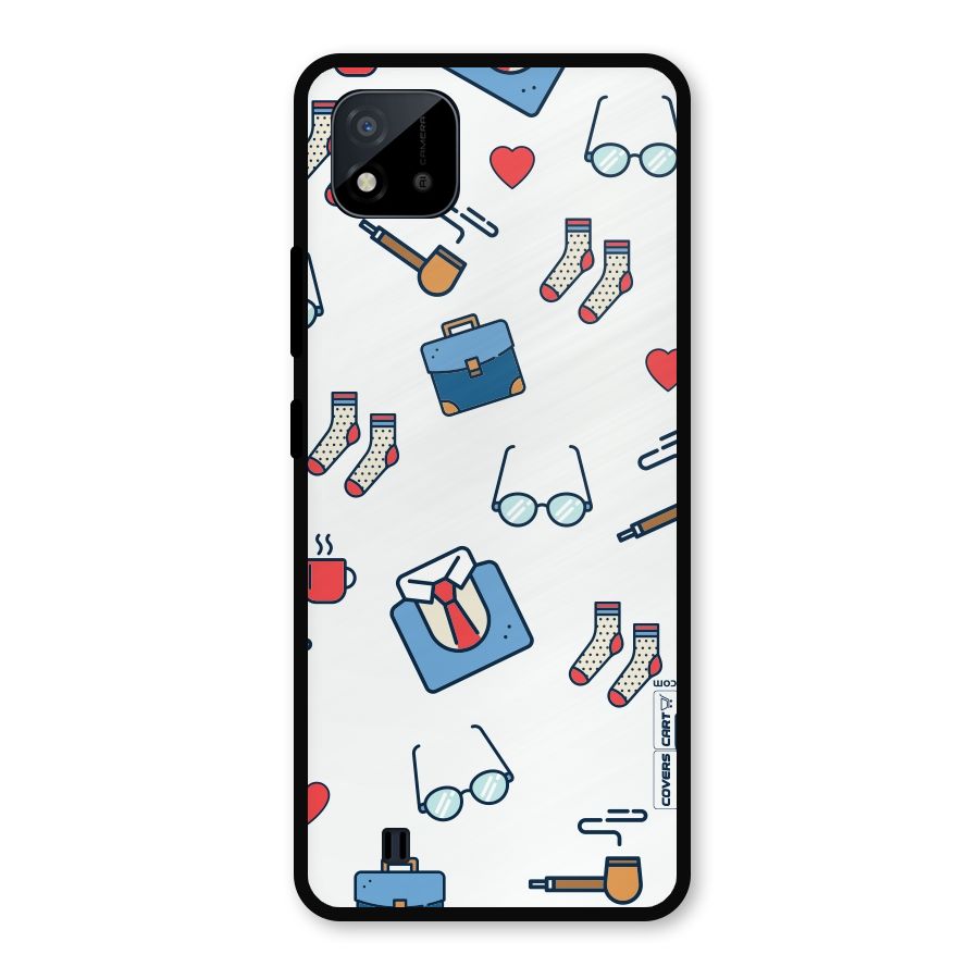 Shirt Spectacles Pattern Metal Back Case for Realme C11 2021